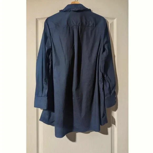 Pink Tartan | Ruffle Collar Tunic In Navy - Picture 2 of 9